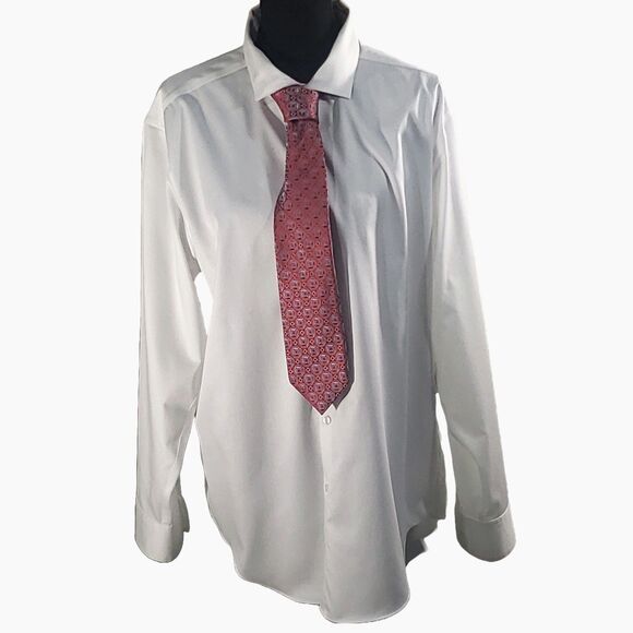Calvin Klein Mens Slim Fit Button Down White Dress Shirt Size 32/33 - Picture 1 of 9